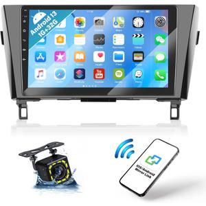 Camecho for Nissan Rogue X-Trail Qashqai 2014-2018 Radio, Android 13 Car Stereo with Bluetooth, 10" Touch Screen Car Audio Receiver with GPS Mirror Link FM Radio WiFi Subwoofer SWC + Camera 1+ 32G