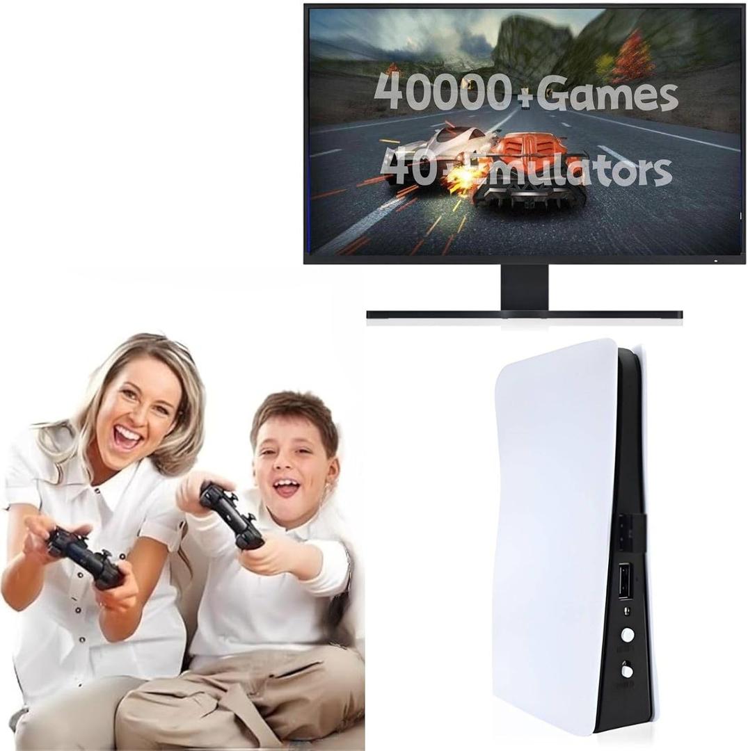 Wireless Emulator Retro Game Console, 4k,40000+ Video Games 128GB Built in 40+Emulators Plug and Play Video Game Console Support HDMI TV Output (Transparent White)
