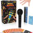 Grab Microphone Music Board Game, Drop the Karaoke Mic Party Games for Adults, Family, 2-10 Players - Hilarious Singing Trivia with 280 Song Lyrics (140 Cards) and 10 Blank Cards for Game Night, Gift (Black)