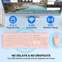Wireless Keyboard and Mouse Combo, Full-Size Silent Ergonomic Keyboard and Optical Mouse, Long Battery Life, 2.4GHz Lag-Free Cordless Mice Keyboard for Computer, Mac, Laptop, PC, Windows(Pink)