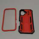 FNTCASE for iPhone 16 Phone Case: Military Grade [Built-in Screen Protector] [Kickstand] Matte Textured Drop Proof Protection Cover | Rugged Shockproof TPU Protective Sturdy Cases - Red