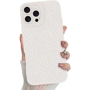 MZELQ for iPhone 16 Pro Max Case, Silicone Wave Ripple Cute Pattern, Camera Protection Soft Slim Phone Case for Phone Case -White