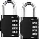 Combination Lock Resettable 4 Digit Padlock with Combination, AIHYTU Waterproof and Heavy Duty Combination Padlock Outdoor for School Gym Locker, Fence Gate, Toolbox, Employee Hasp Locker  2 Pack (Black (3.15 Inch))