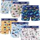 JAHSIYI 100% Cotton Boys Soft Boxer Briefs Size 8Y Tagless Underwear 6-Pack Size 8