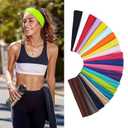 Headbands for Women Non Slip Elastic Sweat Hairbands Soft Fabric Hair Bands Workout Yoga Running Sport Thin Hair Wrap Hair Accessories 8 Pack White One Size