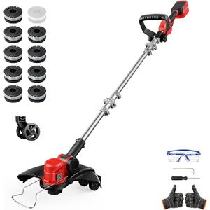 Cordless Weed Wacker for Milwaukee M18 Battery - 12" Electric Weed Eater
Brushless 3-in-1 Wheeled String Trimmer/Lawn Edger/Mower for Lawn Care,Lightweight,Bump Feed,10 Replacement Spools,Tool Only
