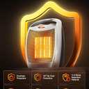 GiveBest Portable Electric Space Heater with Thermostat, 1500W/750W Safe and Quiet Ceramic Heater Fan, Heat Up 200 Square Feet for Office Room Desk Indoor Use, Silver