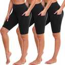 GAYHAY Biker Shorts for Women with Pockets - 8"/5"/3" Booty High Waisted Black Spandex Volleyball Short for Workout Yoga (Small-Medium)