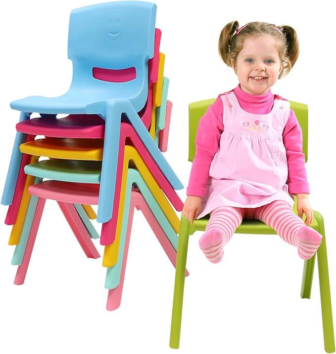 6 Chairs Set: Toddler Activity for 1-8 Year Olds with Craft Desk, Durable Kids Desk and Chair Set for Bedrooms, Playroom, and School, G-Multi