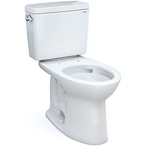 TOTO Drake Two-Piece Elongated 1.6 GPF Universal Height TORNADO FLUSH Toilet with CEFIONTECT, Cotton White - CST776CSFG#01