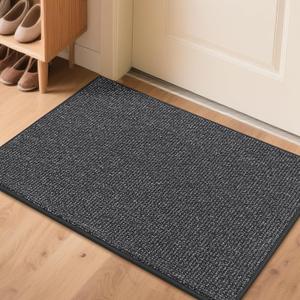 BEQHAUSE Indoor Door Mat 2' x 3', Entryway Rug Non-Slip Washable, Hallway Rugs Absorbent & Stain Resistant Hall Carpet Runner, Front Door Floor Mats Laundry Room Rugs for Entry, Charcoal