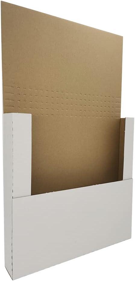 50 Pack Vinyl Record Shipping Mailing Box Mailers, 12.5" x 12.5" x 2", Perfect for 12-inch Lp Album, Height Adjustable Cardboard, White (EM1212)