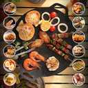 Korean Grill Pan Nonstick Round Griddle Pan Double Handle Korean BBQ Grill Plate for Gas Stove Top Outdoor Barbecue (36cm)