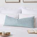 Kevin Textile 14x36 Inch Long Lumbar Cover 1 Pack Soft Boucle Textured Decorative Waterproof Rectangle Cushion Elegant Accent Pillows for Couch Sofa Chair Bed Home Decor Indoor Outdoor Light Blue