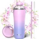 Insulated Water Bottle for Women, 24 oz Stainless Steel Water Bottles, Double Walled, 2 Lids (Chug & Tumbler) - Hydrate & Caffeinate,Available Gift Wrapping