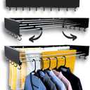 Foldable Wall Mounted Drying Rack - 31.5 Wide, 13.2 Ft Drying Space, 5 Aluminum Rods, Supports Up to 60 lbs - Retractable & Foldable Space-Saving Wall Mounted Clothes Drying Rack (Black)