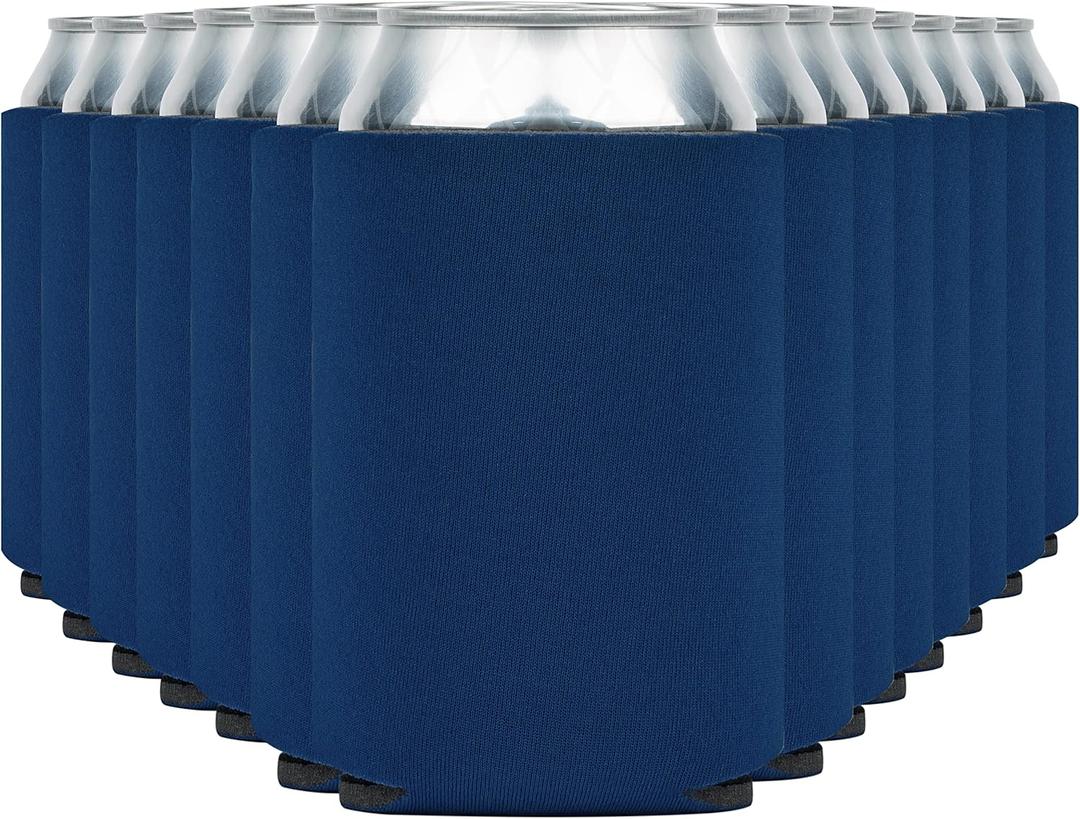 Blank Beer Can Coolers Sleeves (14-Pack) Soft Insulated Beer Can Cooler Sleeves - HTV Friendly Plain Can Sleeves for Soda Beer Cans & Bottles - Blanks for Vinyl Projects & Wedding Favors (Royal Blue)