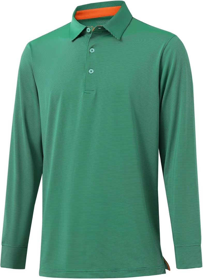 Mens Golf Shirts Long Sleeve Moisture Wicking Collared Work Business Casual Tennis Polo Shirts for Men (XL)