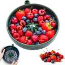 2026 Self Spinning Berry Washing Bowl Ceramic with Drain Holes - Automatic 360 Fruit & Vegetable Washer Drainage Spinner, Rinse Washer Spinner for Berries Vegetables Serving