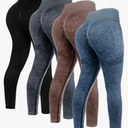 4 Pcs Womens Workout Leggings Tie Dye High Waisted Yoga Pants Seamless Scrunch Butt Lifting Compression Tights Medium