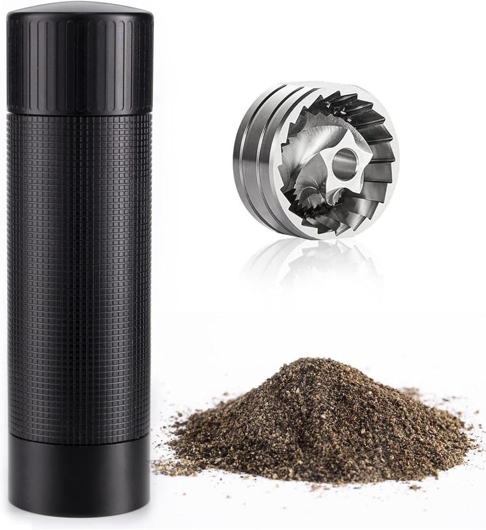 Luvan Pepper Grinder Mill, Heavy Duty Aluminum Manual Pepper Mill, Professional Grade Pepper Grinder with Stainless Steel Blade and Adjustable Coarseness, Black Pepper Mill Grinder Refillable Gift Set