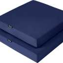 Favoyard Patio Chair Cushions 19 x 19 x 3 Inch Waterproof Outdoor Seat Cushions for Patio Furniture 3-Year Color Fastness Garden Sofa Couch Pads with Handle & Adjustable Straps Set of 2, Blue