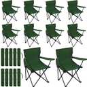Huwena 10 Pack Folding Camping Chairs with Carry Bags and Cup Holders, Portable Outdoor Lawn Chairs Bulk for Sports Games, Backyard Party, Picnics, Beach, Events(Green)