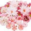 56 PCS Fake Flowers for Crafts, Artificial Pink Silk Flower Heads Bulk Faux Mini Flowers for Craft Garland Wedding Bridal Party DIY Home Centerpieces Decoration