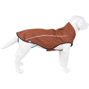 Mile High Life Dog Raincoat, Adjustable Waterproof Reflective Rain Jacket for Small Medium Large Dogs, Lightweight Breathable Pet Rain Coat with Leash Hole(Brown,M Chest 26-32")