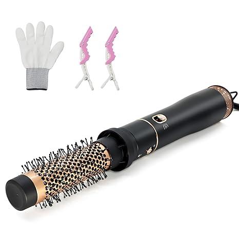 Round Hair Blow Dryer Brush  1.2 Inch Ceramic Barrel Hair Dryer Brush for Short/Middle Hair, One Step Drying, Volumizing, Straightening and Styling, Negative Ionic Dryer Brush (BlackGolden, 1.2)