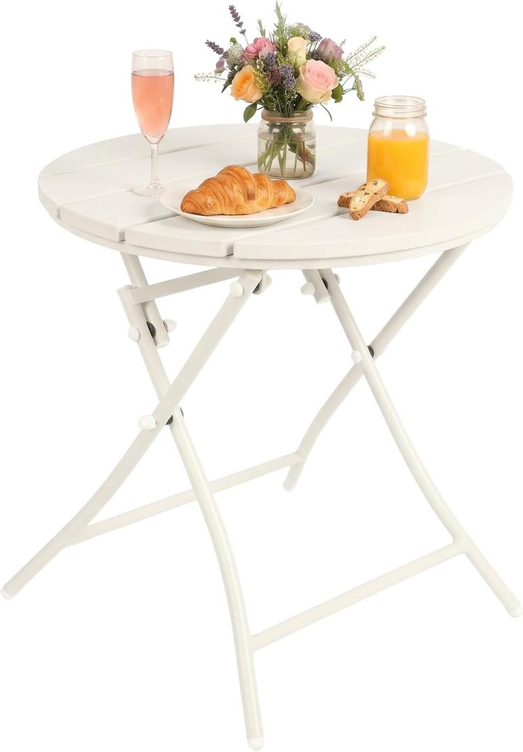 TeoKJ Folding Outdoor Side Tables, HDPS Small Patio Table