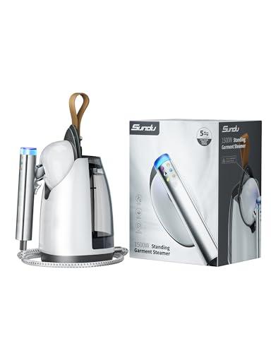 Sundu Handheld & Vertical Garment Steamer, 2-in-1 Portable Design, 30s Heat-Up, 6 Steam Modes, 800mL Tank, Auto Shut-Off for Wrinkle Removal, White
