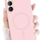 for Samsung Galaxy S24 Plus 5G Magnetic Case, Cute Soft Liquid Silicone Case for Women Girls Men Anti-Scratch Bumper Shockproof Camera Lens Protection Cover for Samsung Galaxy S24 Plus-Pink