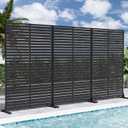 Privacy Fence Screen Outdoor Freestanding Privacy Panel, 72" H47" W HDPE Decorative Panels with Stand, Room/Garden Divider, Outdoor Privacy Screen for Patio,Deck, Balcony, Pool (Black)