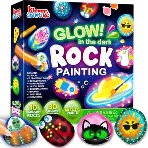 Rock Painting Kit- Glow in The Dark Rock Kit, Arts and Crafts for Kids Ages 6-12, Art Supplies Toy , Kids Craft Paint Kits, Arts & Crafts for Boys Girls Birthday Party Gift Toy, Taille Unique