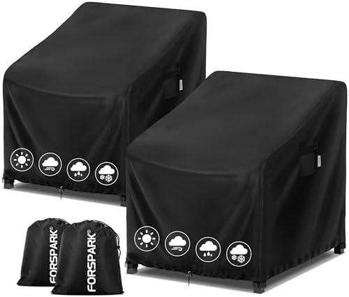 FORSPARK Patio Chair Cover – Waterproof UV-Resistant Outdoor Furniture Cover 29W x 30D x 36H inches for Wicker, Rocking & Porch Chairs, Tear-Resistant Oxford Fabric with Buckle Straps & Storage Bag