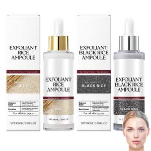 Rice Exfoliant Ampoule Duo, Black and White Face Peeling Solution, Moisturizing Pore Minimizer, 2-Pack, 100ml