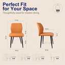 Leather Dining Chairs Set of 2, Orange Upholstered Kitchen Chairs, 15 x 14 x 18 inches