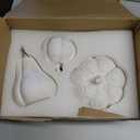 Set of 3 Large Ceramic Pumpkin with Light, Thanksgiving Table Decorations Decorative White Pumpkins Fall Centerpiece Table Decorations for Home