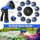 Garden Hose 50 ft, Heavy Duty Stainless Steel Metal Hose, Flexible Water Hose with 10 Function Nozzles, Kink Free, Leak-Proof, Easy to Use and Store for Outdoor, Yard, Lawn, RV, Car Wash