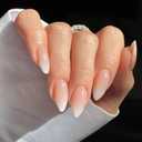 Press on Nails Fake Nails Stick on Acrylic Nail Glue on False Medium Almond Nail for Women Gradient Nude Ombre