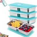 4 Pack Stainless Steel Snack Containers Reusable, Grab and Go 2 Compartment Food Storage Containers with Leakproof Lids for Snacks, Dips, Travel, Takeout & Outdoor Camping