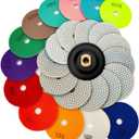13 Packs 4 Inch Diamond Polishing Pads with 5/8-11 Backer Pad 12PCS Wet/Dry Polish Pad Kit for Drill Grinder Polisher 50-8000 Grit Pads for Granite Marble Concrete Stone Countertop Quartz Polishing