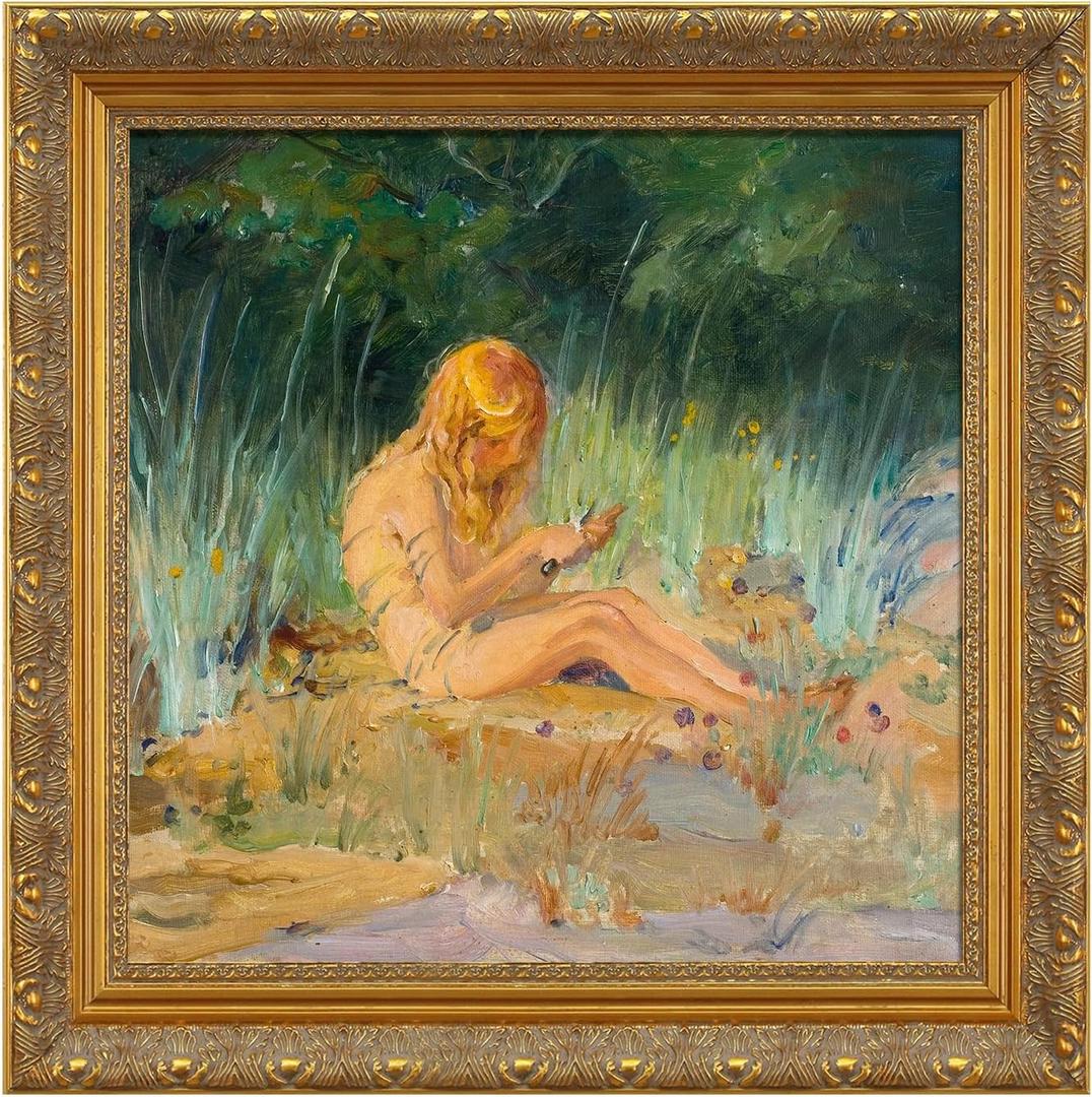 DIY Open Back Wood Frame for 30x30 Canvas Paintings, 2.4 Wide Ornate Art Frame for Stretched Canvas Prints Artwork, Gold Wall Decor for Home Office Gallery (No Plexiglass & Backing Board)