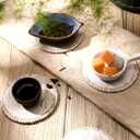 Honeydak 4 Pcs Wooden Coasters Round Bead Coasters Set Wood Drink Coaster for Drinks Decorative Table Kitchen Rustic Farmhouse Kitchen HomeCoffee Table Decor(Beige)