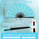 2 x Blulu Glitter Large Rave Folding Fans Silk Clack Popping Hand Fan for Line Dancing Chinese Make Sounds Fan for Women Dance Festival Dancing Wedding Party