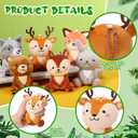 Aoriher 6 Pcs Mini Woodland Animals Stuffed Gift 4 Inch Cute Bear Rabbit Squirrel Raccoon Stuffed Keychain for Shower Birthday Party Centerpiece Decor(Regular Style)