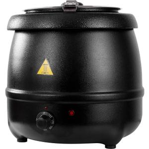 YBSVO 11 Qt. Round Black Countertop Food/Soup Kettle Warmer - 120V, 400W