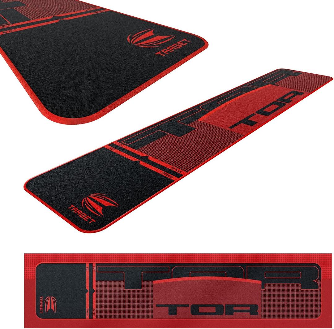 Target Darts TOR Dart Mat Oche for Steel and Soft Tip Darts, Red
