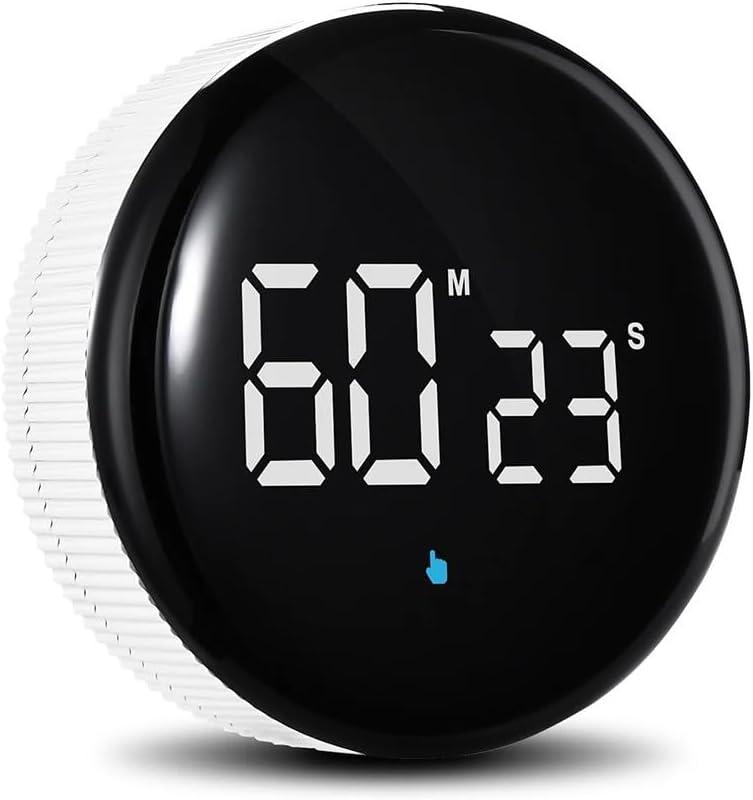 Magnetic Kitchen Timer, Digital Timer, USB-C Rechargable, Large LED Display, Count Down/Count Up Timer for Baking, Egg Timer, Gym Timer, Built-in Battery (White), MagTime1